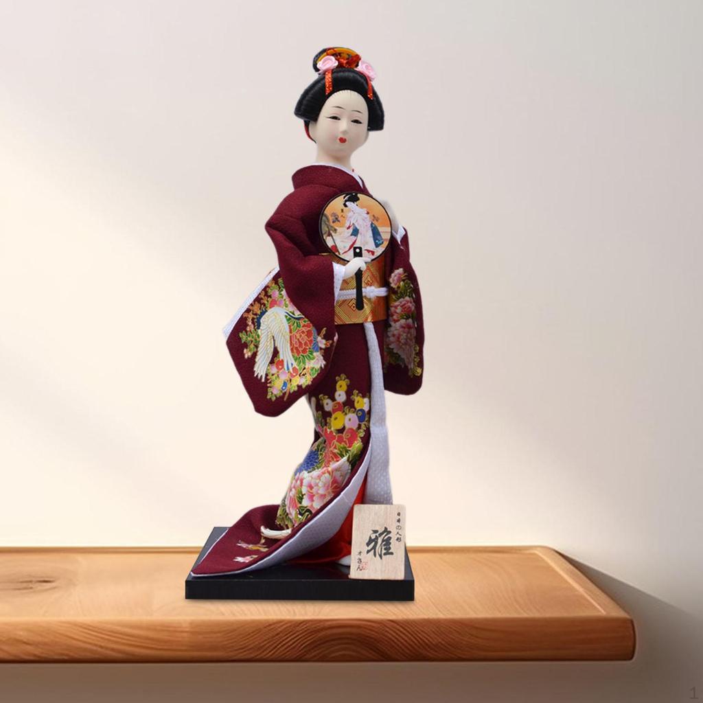 Japanese Kimono Doll Asian Statue Lady Statuette Decorative Collectible Figurine Kabuki for