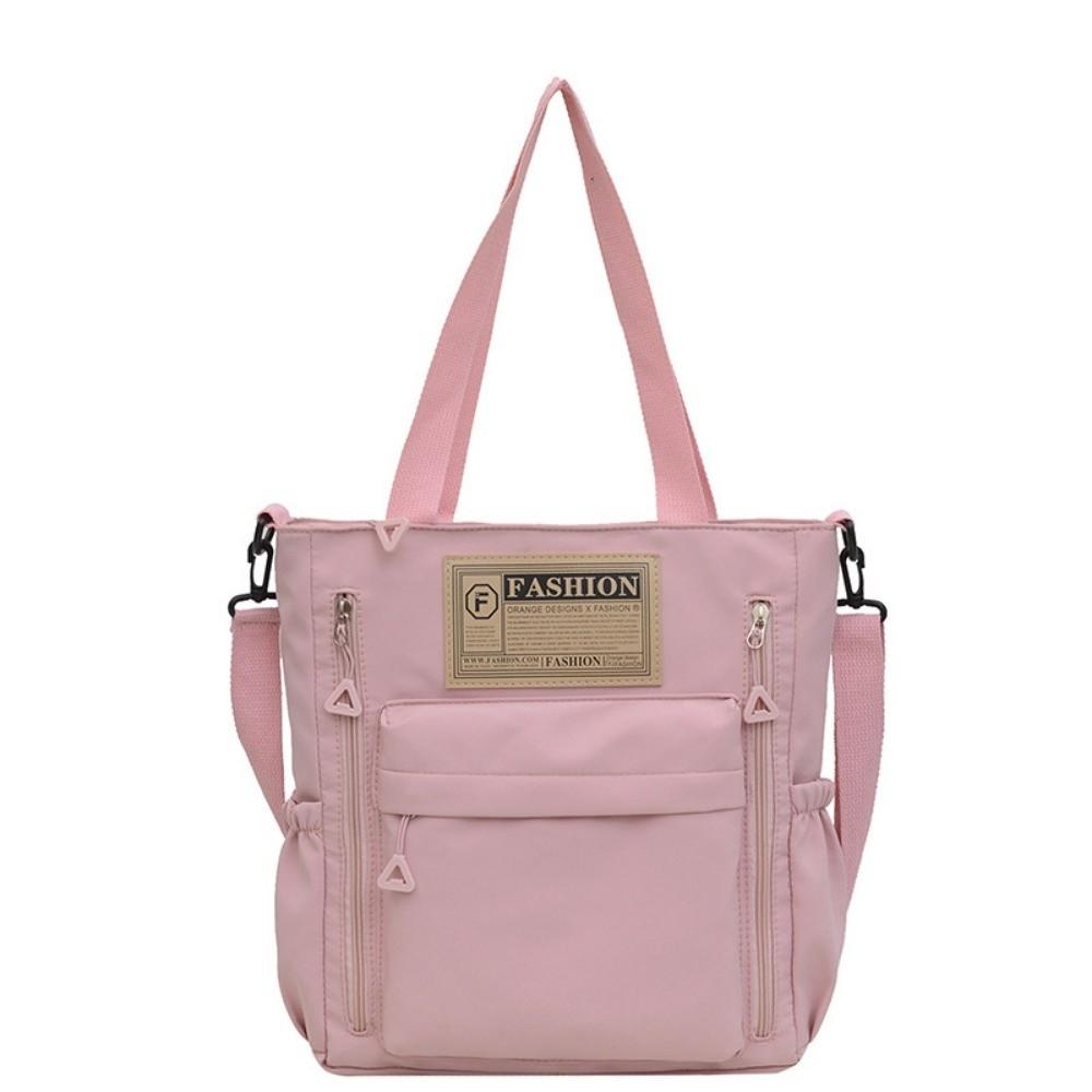 Large Capacity Student Tote Bag Solid Color Shopping Handbag Women's Shoulder Bag Student Class