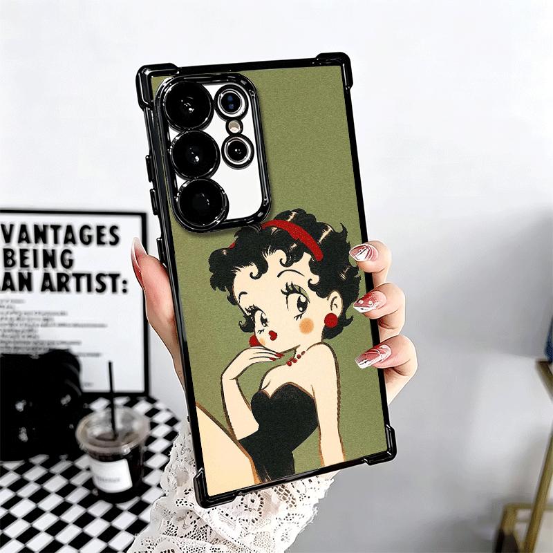 B-Bettys B-Boops Girl Plating Phone Case For Samsung Galaxy S24 S25 FE S26 Edge S23 Ultra S22 S21 Plus S20 Anti-Fall Airabag Cov