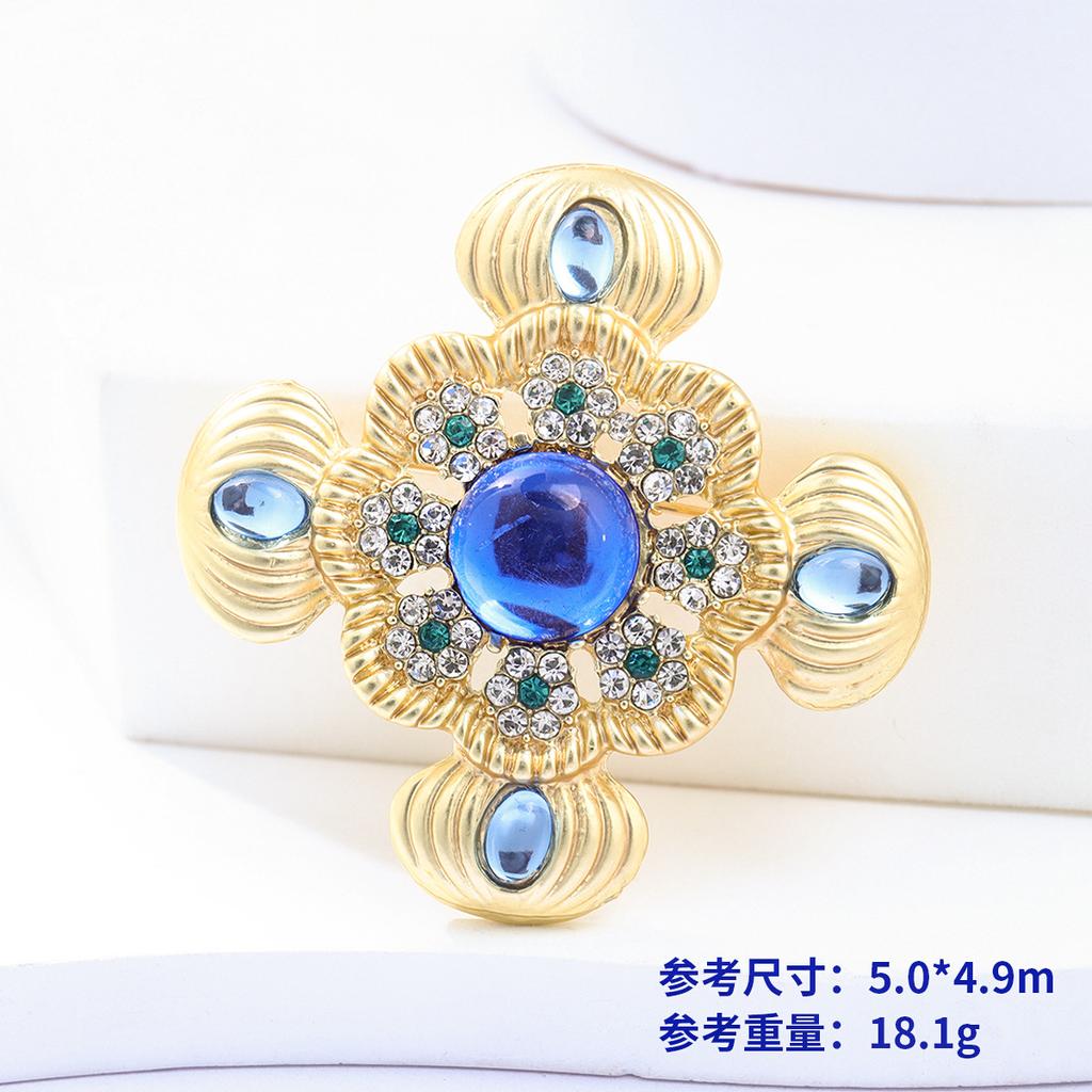 Vintage Fashion Brooch Niche High-End Sense Rhinestone Personalized Alloy Crown Corsage Bow Pin Accessories
