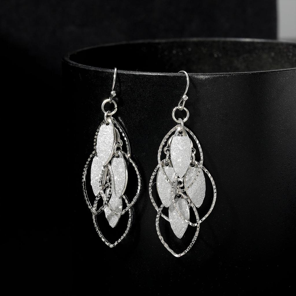 Women Bohemian Style Leaves Ear Drop Earring