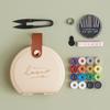 Portable Sewing Kit Needle Thread Button Pin Scissor Thimble Combination Set Pu Leather Case Mini Sewing Thread Accessories