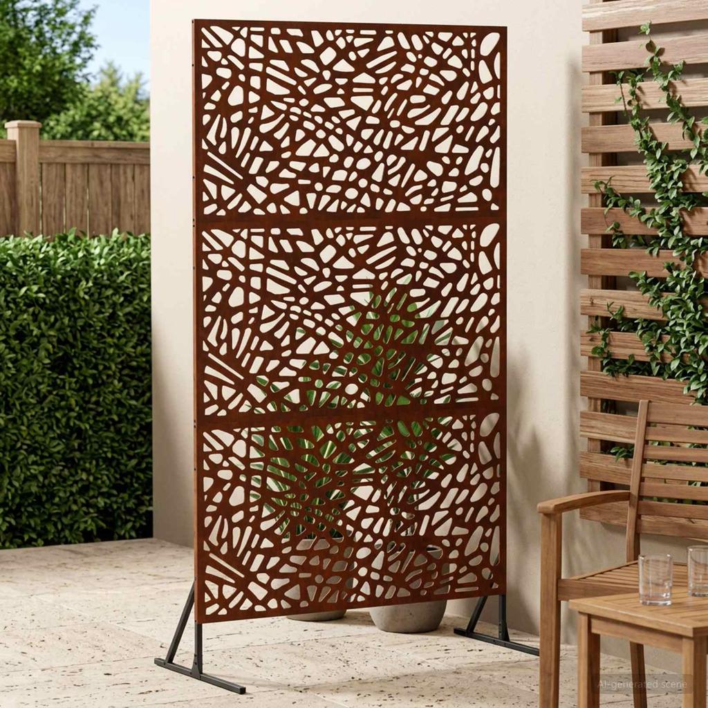 Privacy Screen 100 X 50 X 180 Cm Weather Resistant Steel Rust Look