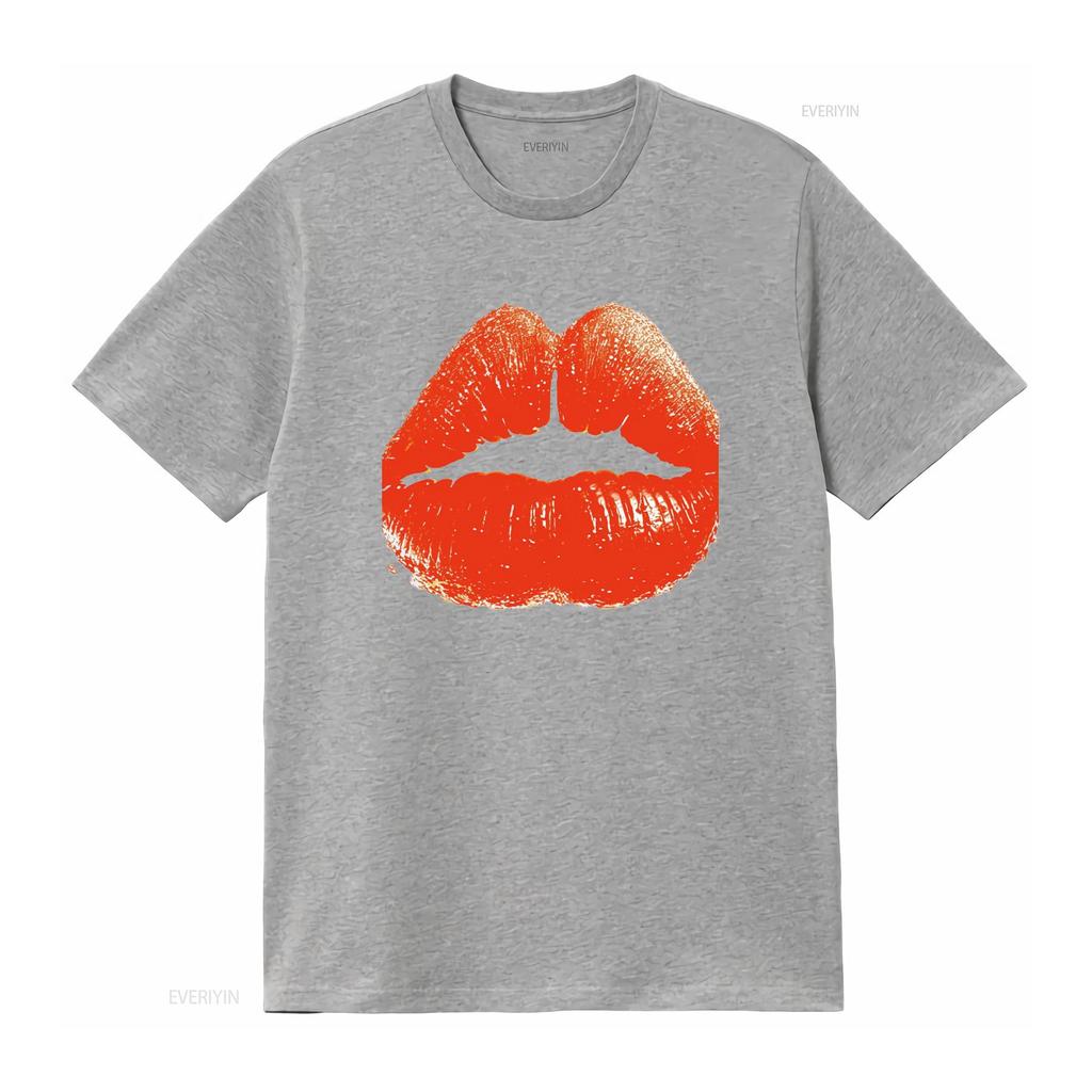 Red Kiss Lips T Shirt vintage Washed Breathable fashion streetwear Stylish Comfortable graphic Soft Unisex homme