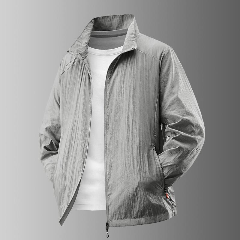 Summer Thin Stand Collar Men's Quick-drying Loose Outdoor Sports Fitness Fishing Sun Protection Clothes