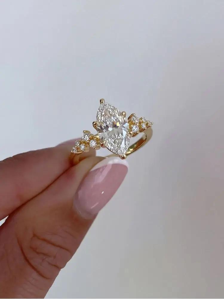 925 Sterling Silver Classic Elegant Lace Marquise Zircon Ring For Women Engagement Wedding Luxury High Quality Fine Jewelry