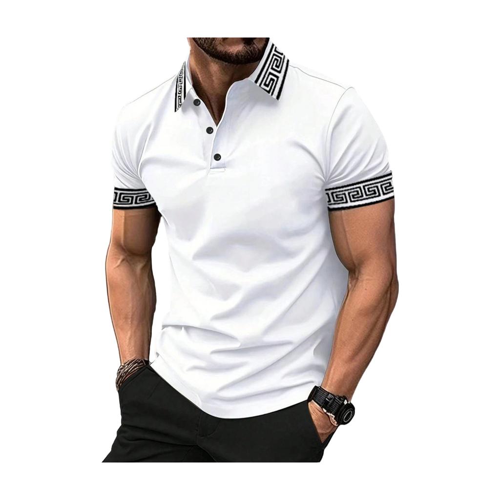 Men’s Short Sleeve Polo Shirt Classic Fit Soft Cotton Knit Top with Trim and Button Placket for Casual Wear