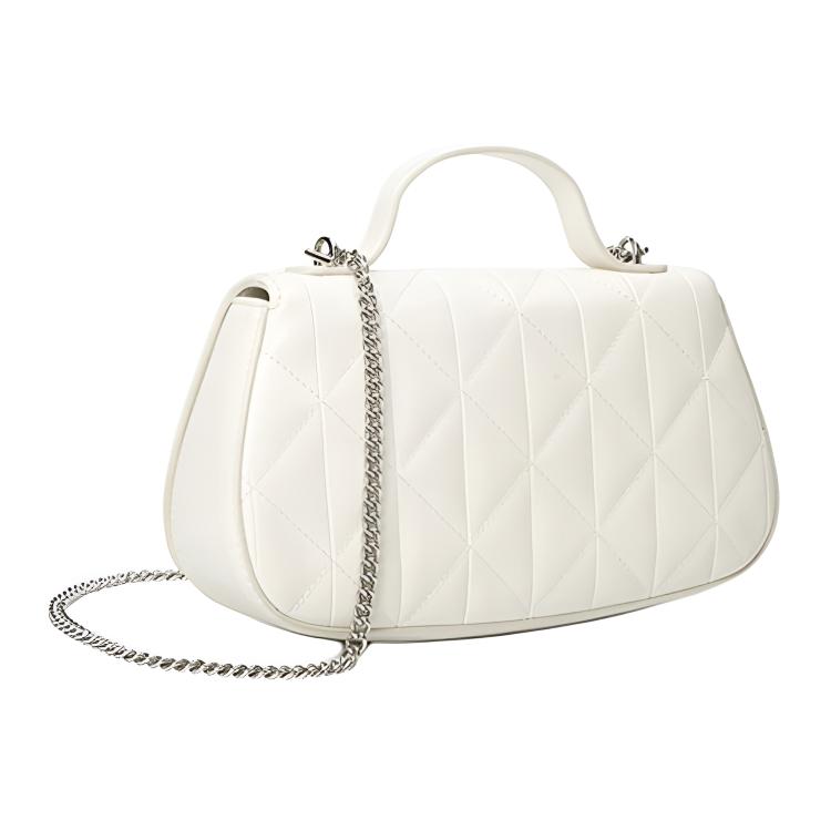 Calvin Klein Elegant Commuter Metallic Letter Diamond Crossbody Shoulder Bag Women Handbags Lily-White 4F3410G-FUP