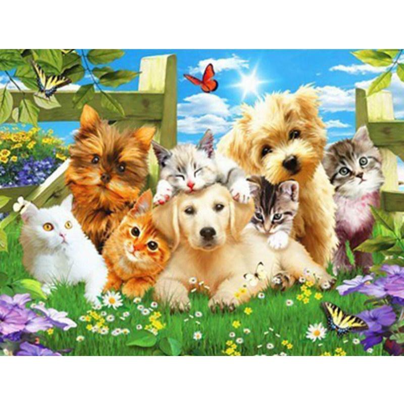 5D DIY Diamond Painting Cute Dog In Oil Painting Diamond Embroidery Cross Stitch Kit Full Rhinestone Mosaic Home Decor