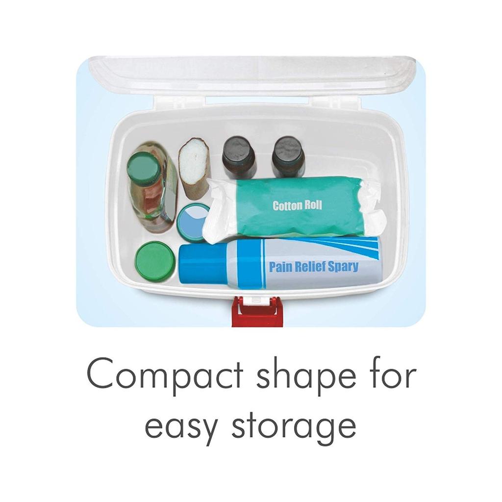 PYU Plastic Portable Double Layer Medical Storage Aid Kit Box with Family Emergency Kit Storage Box with Clear Cover with Detachable Tray and Lid