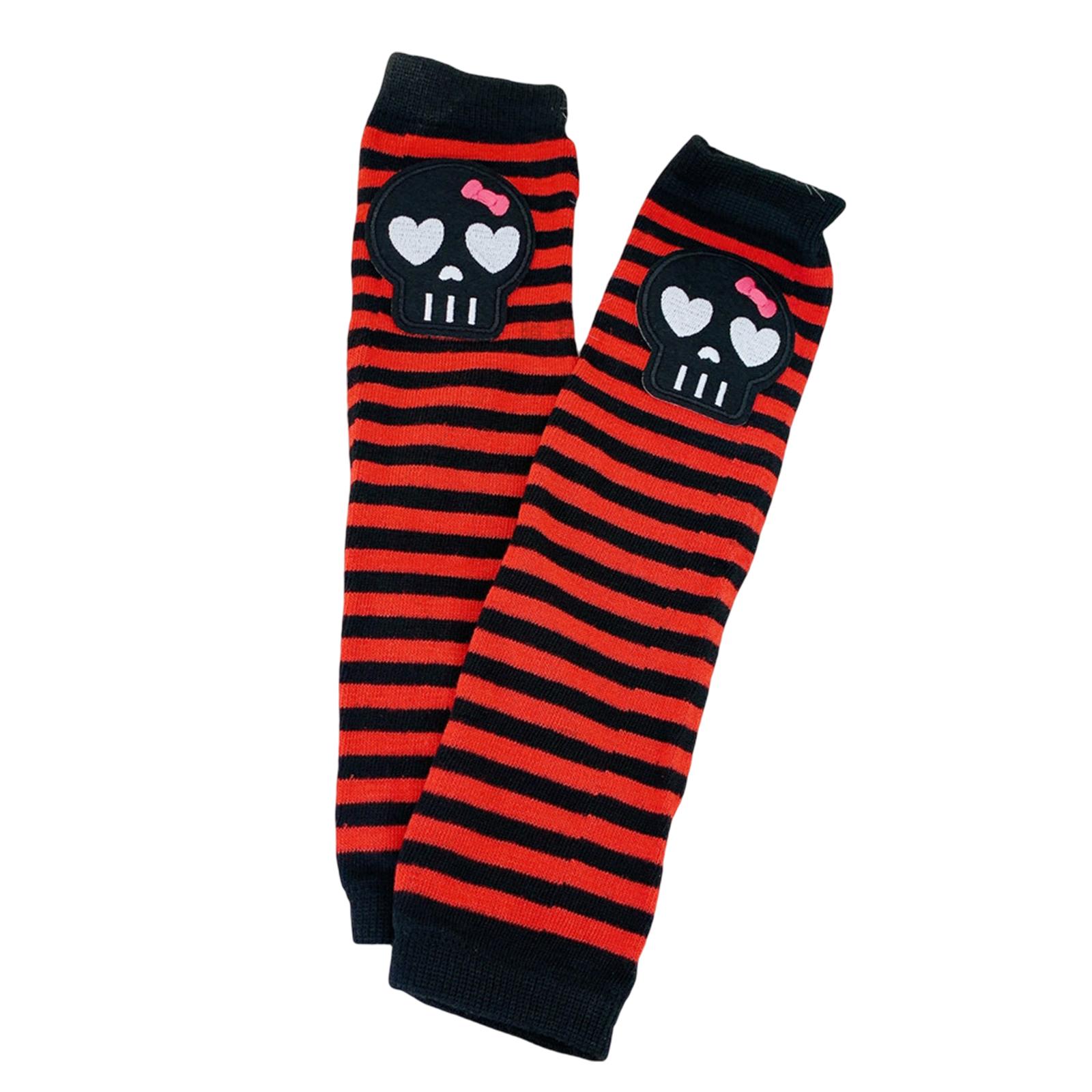 

Рукава с отверстиями для больших пальцев Полосатые грелки для рук Y2k Чехол для рук y2k Рукава для рук Рукава в стиле панк Harajuku Теплые для рук с черепом 6