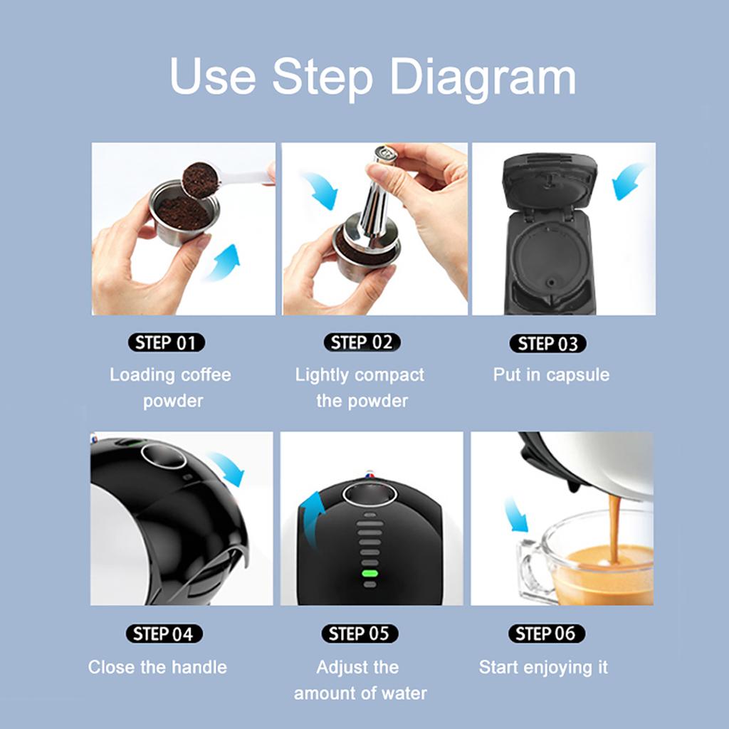 Stainless Steel Fillable Coffee Capsules Reusable Coffee Capsule Cup Filter Set Compatible with DOLCE GUSTO EDG Lumio