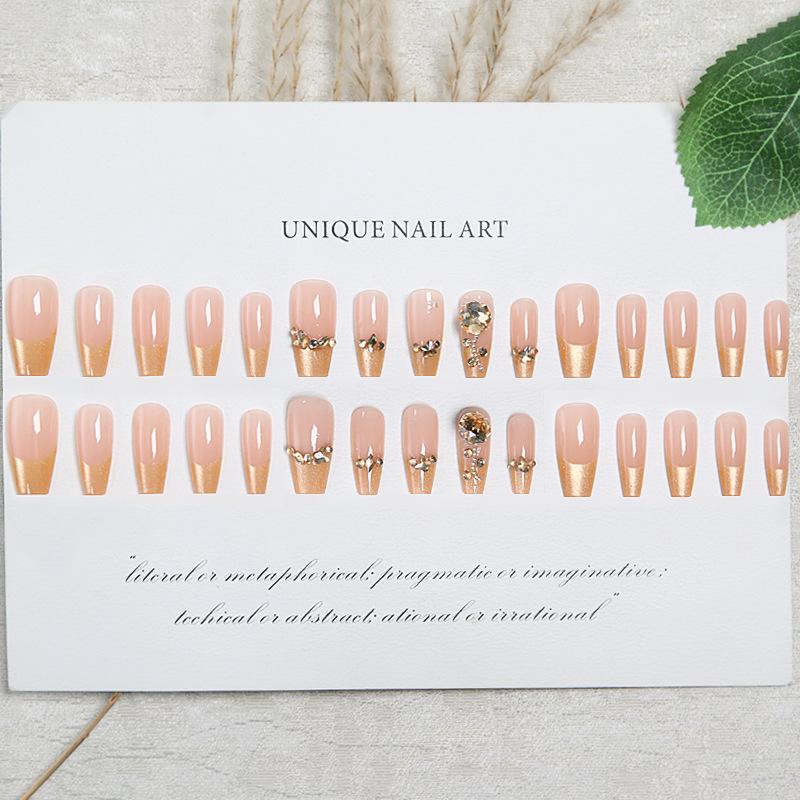 Flashy French Cat Eye Nail Stickers - Wearable Tips with Crushed Diamond Look, Rich Girl Vibe, Finished False Nails