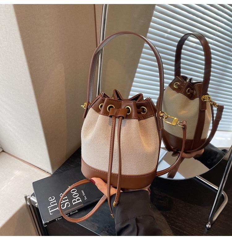 Popular Bag Women's Shoulder Crossbody Women's Bag Drawstring Bundle Women's Bucket Bag Contrasting Handbag