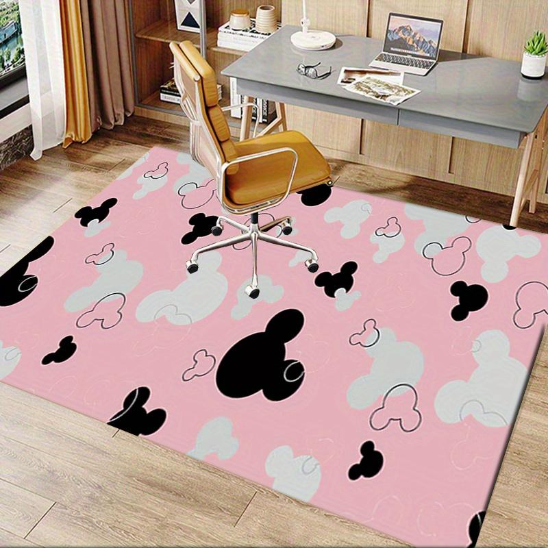 Office Rug Mickey Mouse, Pink Background theme 3D Printed Anti-Slip Rug-Machine Washable for Living Room
