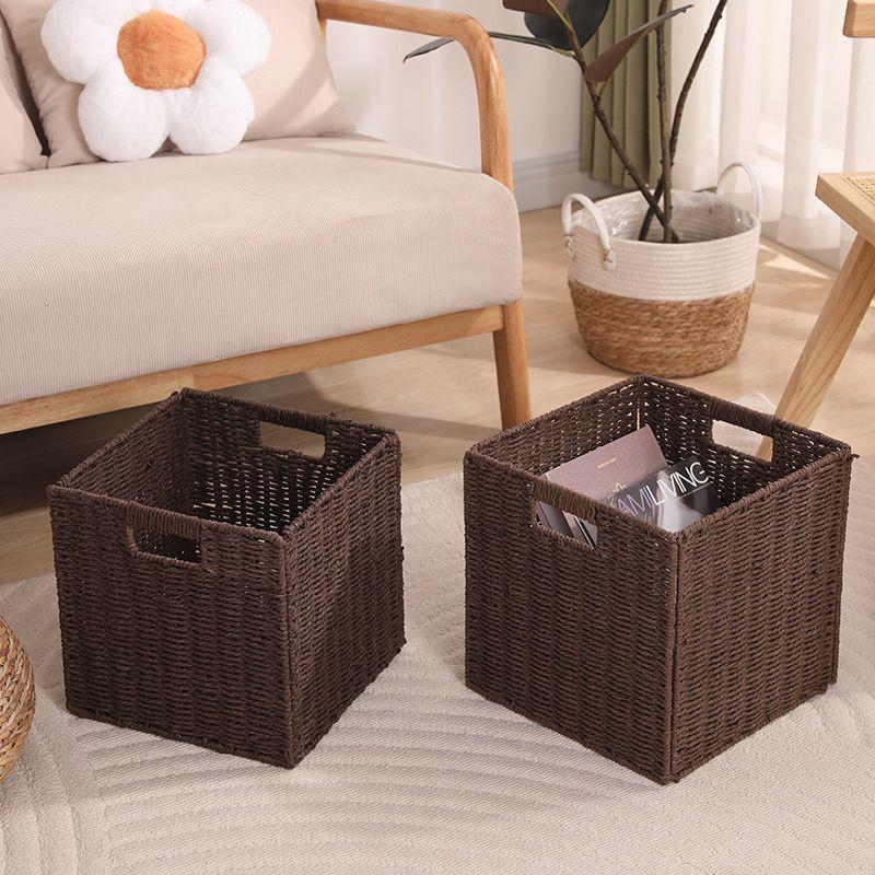 Foldable Paper Rope Storage Basket Toys Snacks Books Laundry Modern Minimalist Organizer Bin