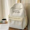 Schoolbag New Cute Cat Embroidered Backpack Female Middle and High School Students Large Capacity School Bag Campus Plaid Versatile Backpack