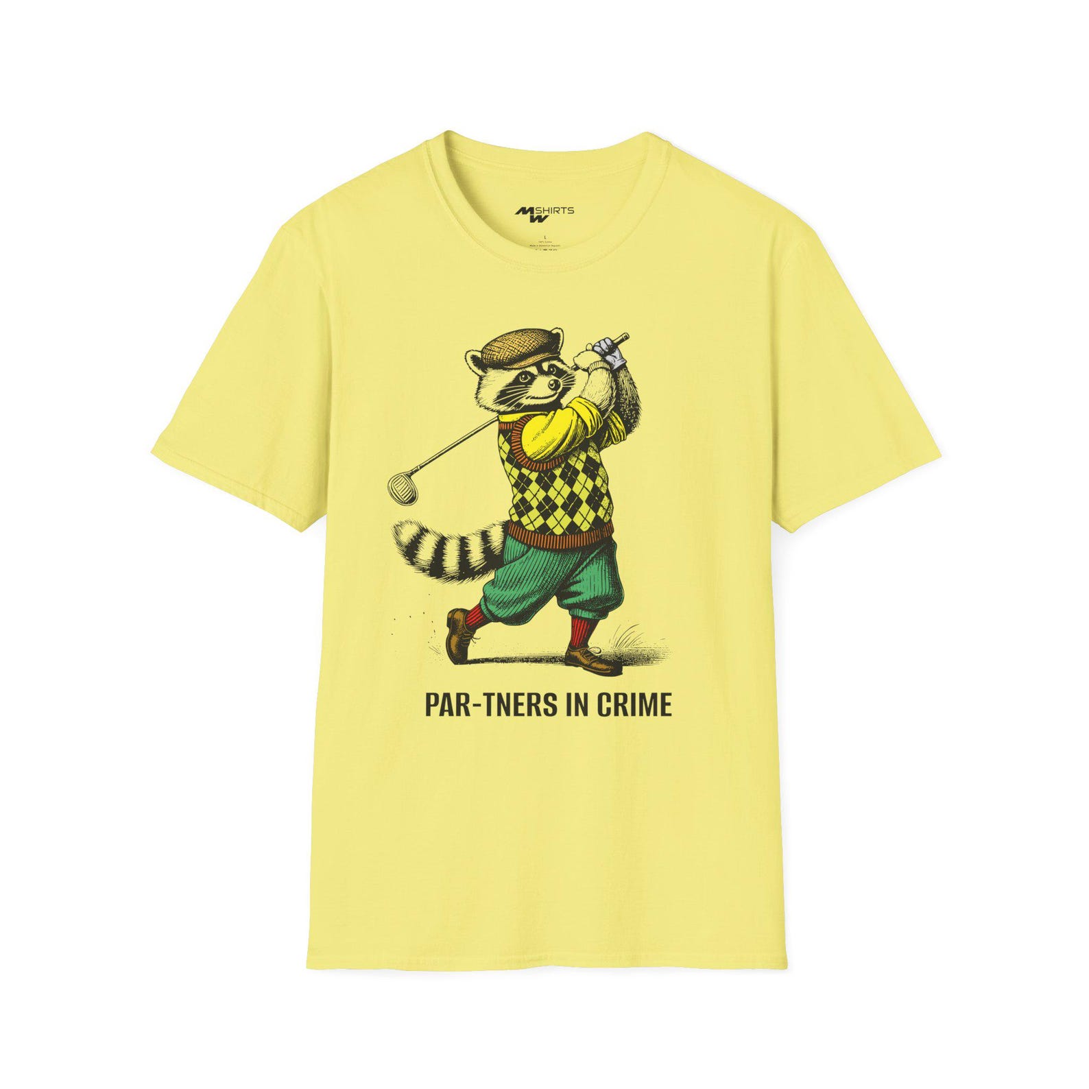 Par-tners in Crime, Golfing Raccoon T-Shirt S