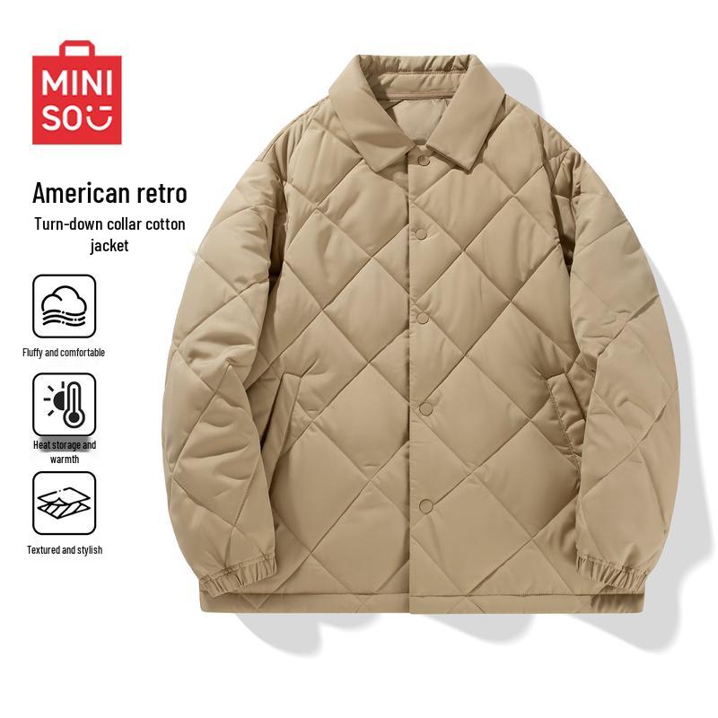 

MINISO Men s Retro Loose-Fit Fleece-Lined Padded Jacket L