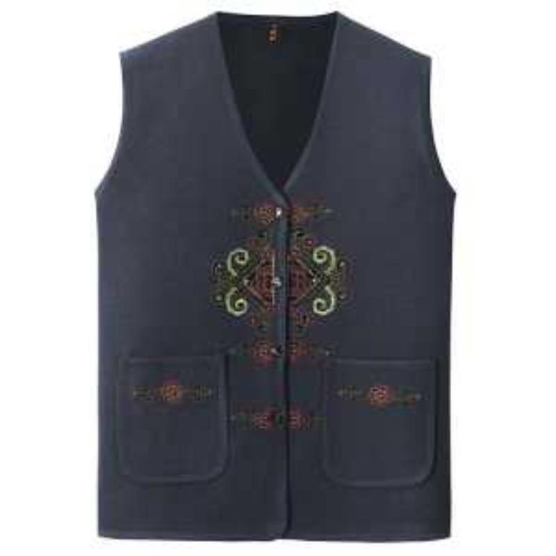 Female Elderly Embroidered Cardigan Grandma Autumn Wear Horse Clip Elderly Vest Wife Sweater