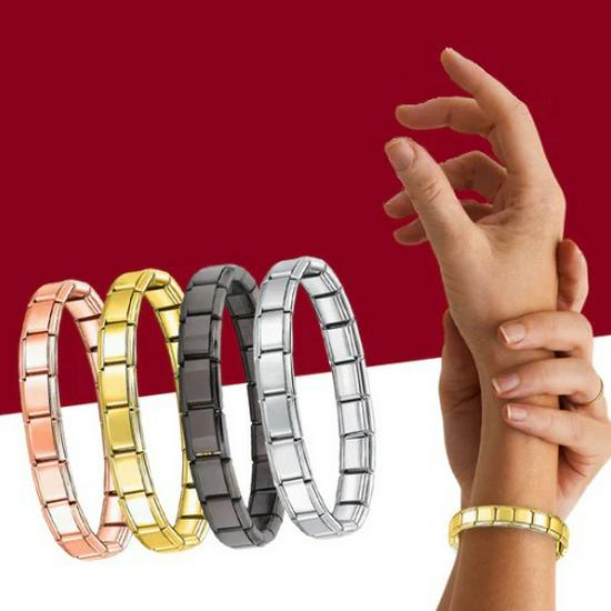 Italian Stainless Steel Love Heart & Star Modular Bracelet - Detachable Elastic Watch Band, European & American Fashion.