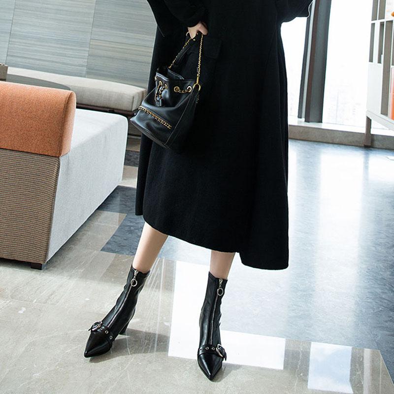 Sexy Elástico Botas Altas Puntiagudas Botas Zipper Chunky Heel Leather  Knee-High Boots Invierno comprar a buen precio — entrega gratuita, reseñas  reales con fotos — Joom