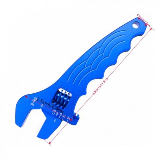 3AN-12AN Aluminum Adjustable Spanner Wrench Tool Blue for Fuel Hose End Fitting