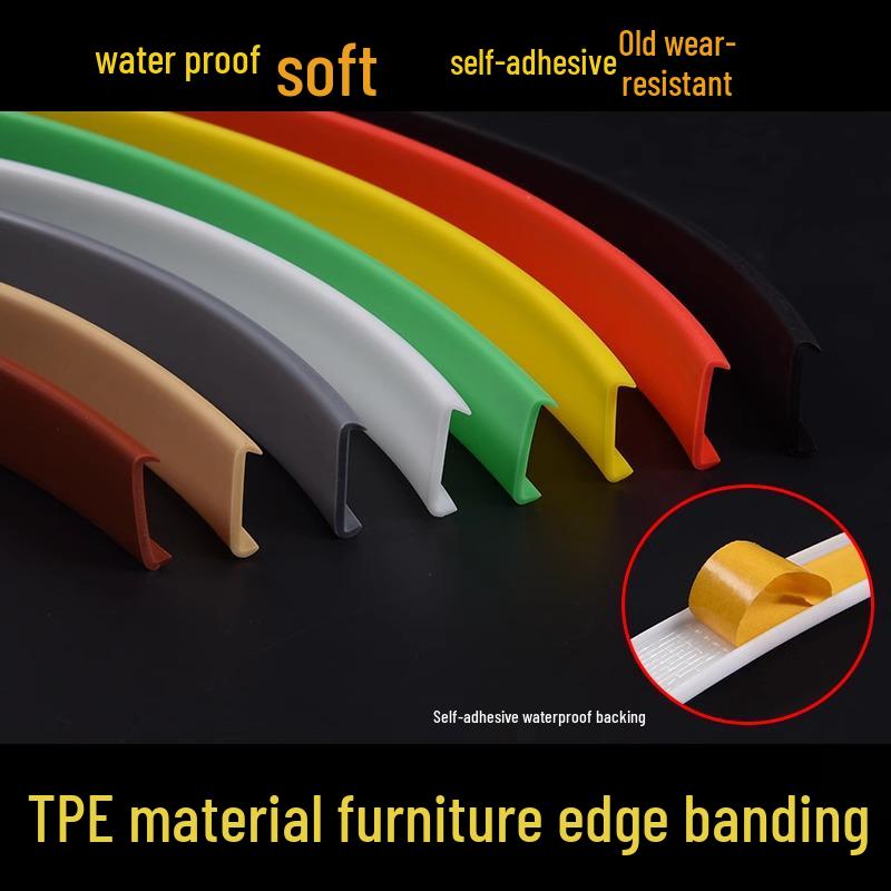 Self-Adhesive U-Shaped Wood Edge Trim for Furniture and Cabinets