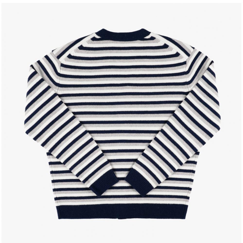 MaiSon KitSune Nm00504km0329 B481 Fox Head IntarSia Striped V Neck Men S Cardigan