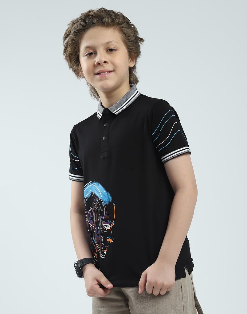 MONTE CARLO Jungen Regular Fit Bedrucktes Polo Kurzarm T-Shirt