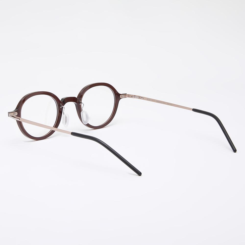 Alloaiweeo [The Air] Al5510 1624G Oriental Round Ultra-Lightweight Eyeglass Frame Brown Rose Gold Blue Light Lens Selection