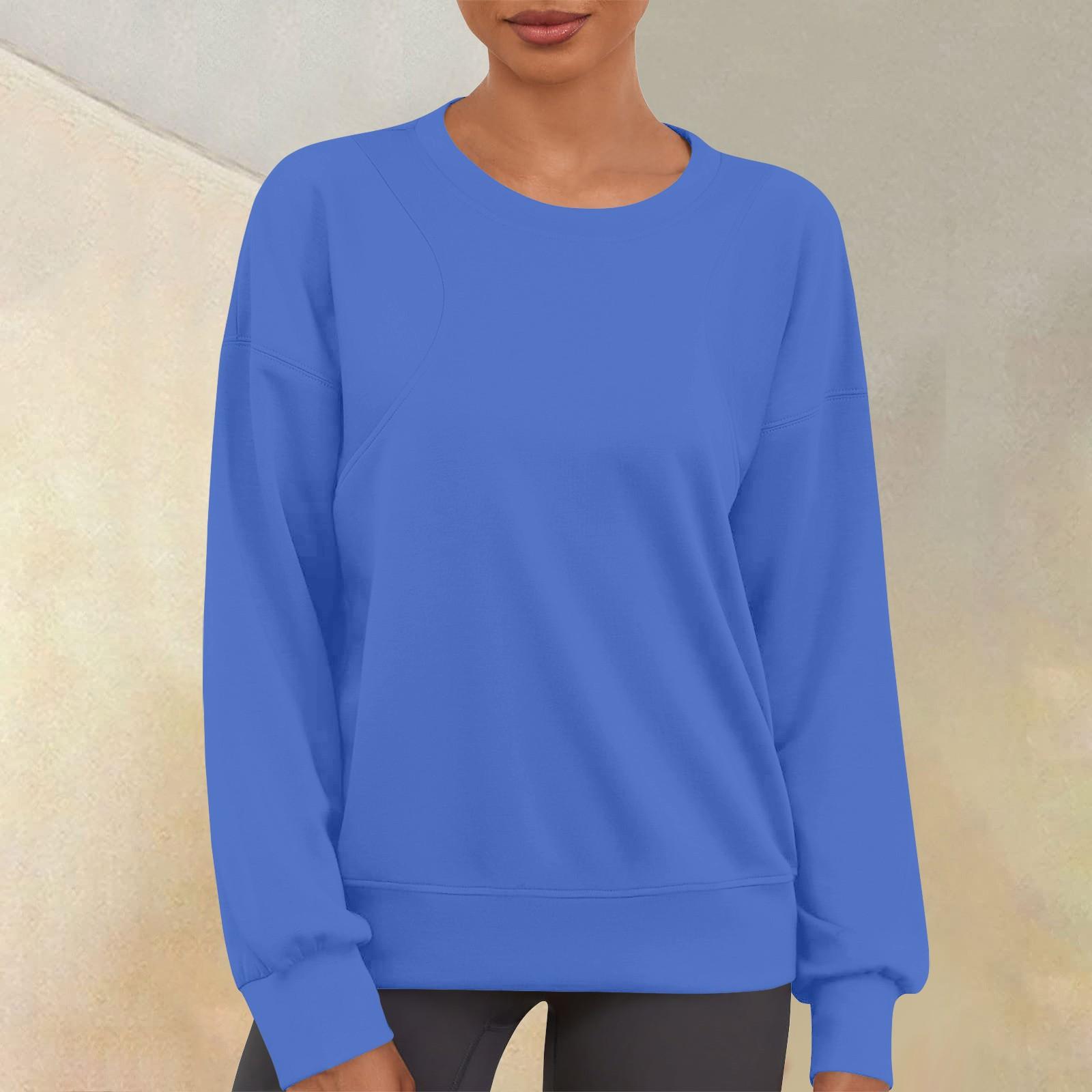 

Женский повседневный модный однотонный свитер с круглым вырезом и длинными рукавами XXXL синий