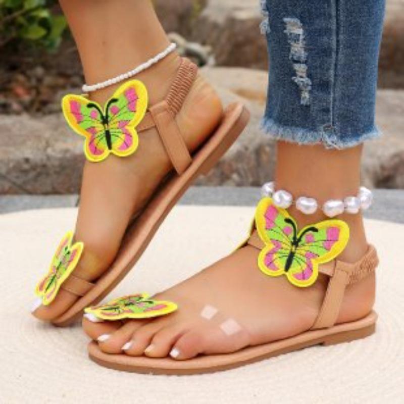 

Lightweight large size toe flat sandals women s bow elastic band beach cool slippers sandals 43 жёлтый