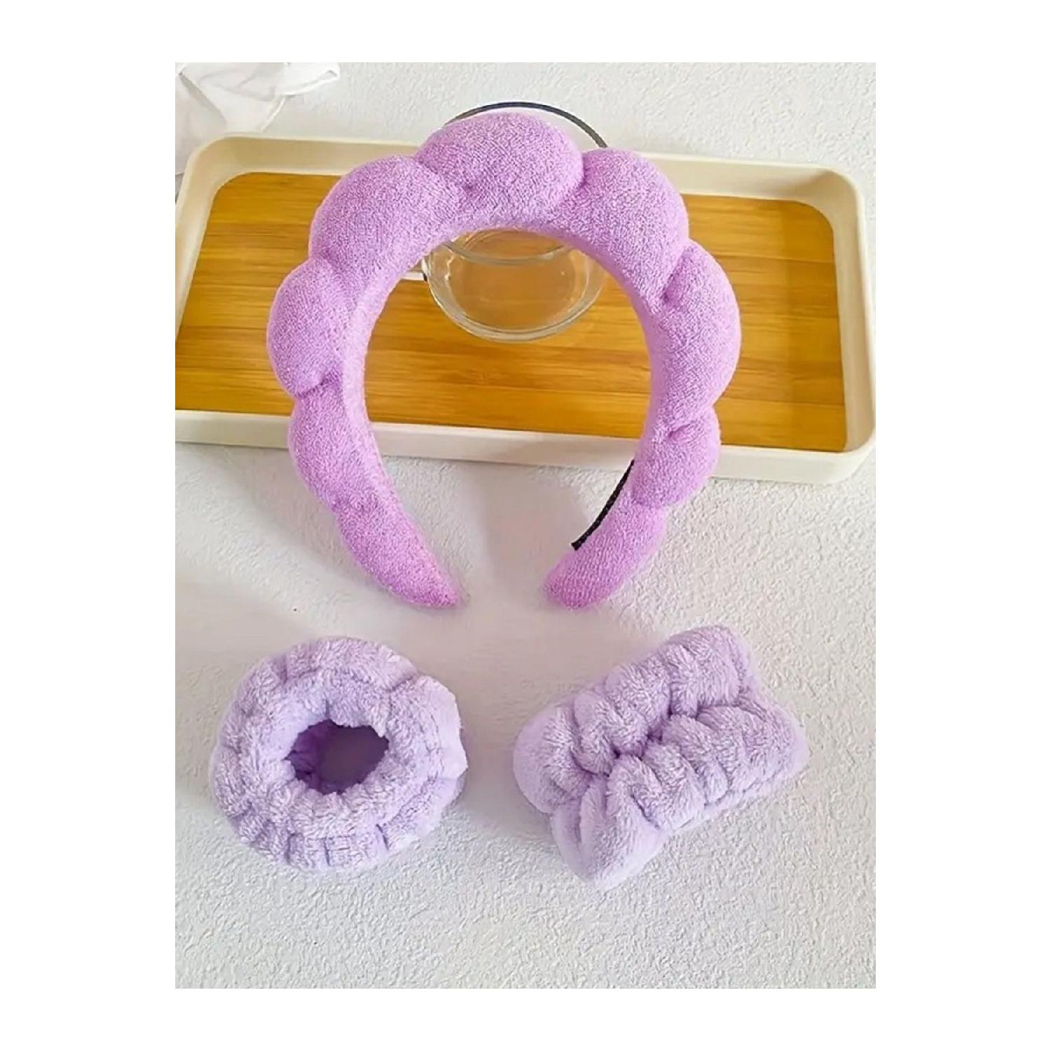 

Полотенце из ткани, витая изогнутая женская корона для спа и макияжа, набор из 2 браслетов