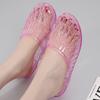 Non-slip and Deodorant Crystal Plastic Cool Slippers Women's Flat Bottom Hollow Hole Shoes Bag Head Beach Seaside Bathroom Bath Shoes