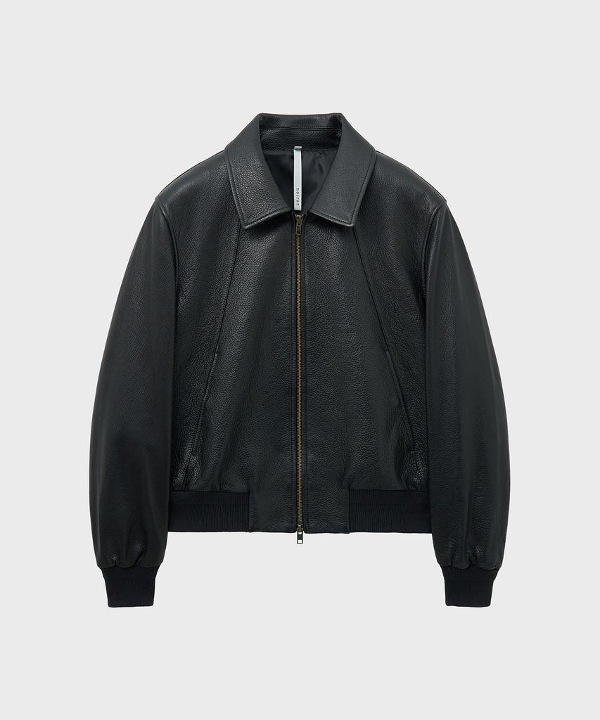 Noirer Goat Shrunken Leather Blouson (Black)