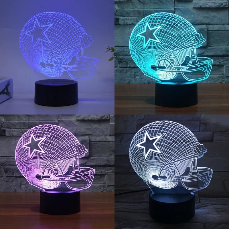 Rugby Cap Pattern 3d Led Night Light With Touch Control For Home Decor Gift
