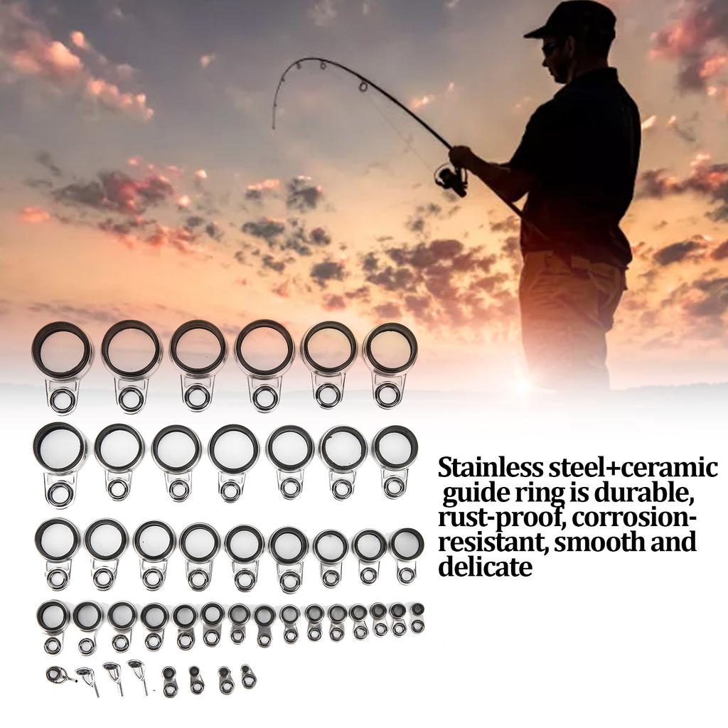 Zestaw 45 w 1 Uniwersalny Sprzęt do Wędkarstwa Spinningowego Przelotki Wędkarskie Krążki do Żyłki Szczytówki