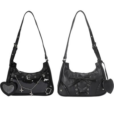 Harujio Ita Schulter Versteckte Schulter Mini Ita Otaku Ita Beliebte Tasche, Klein, Tasche, Tasche, Handtasche, Tasche, Transparent, Aktivität, Y2K, Tasche, Schwarz, Silber, Niedlich,