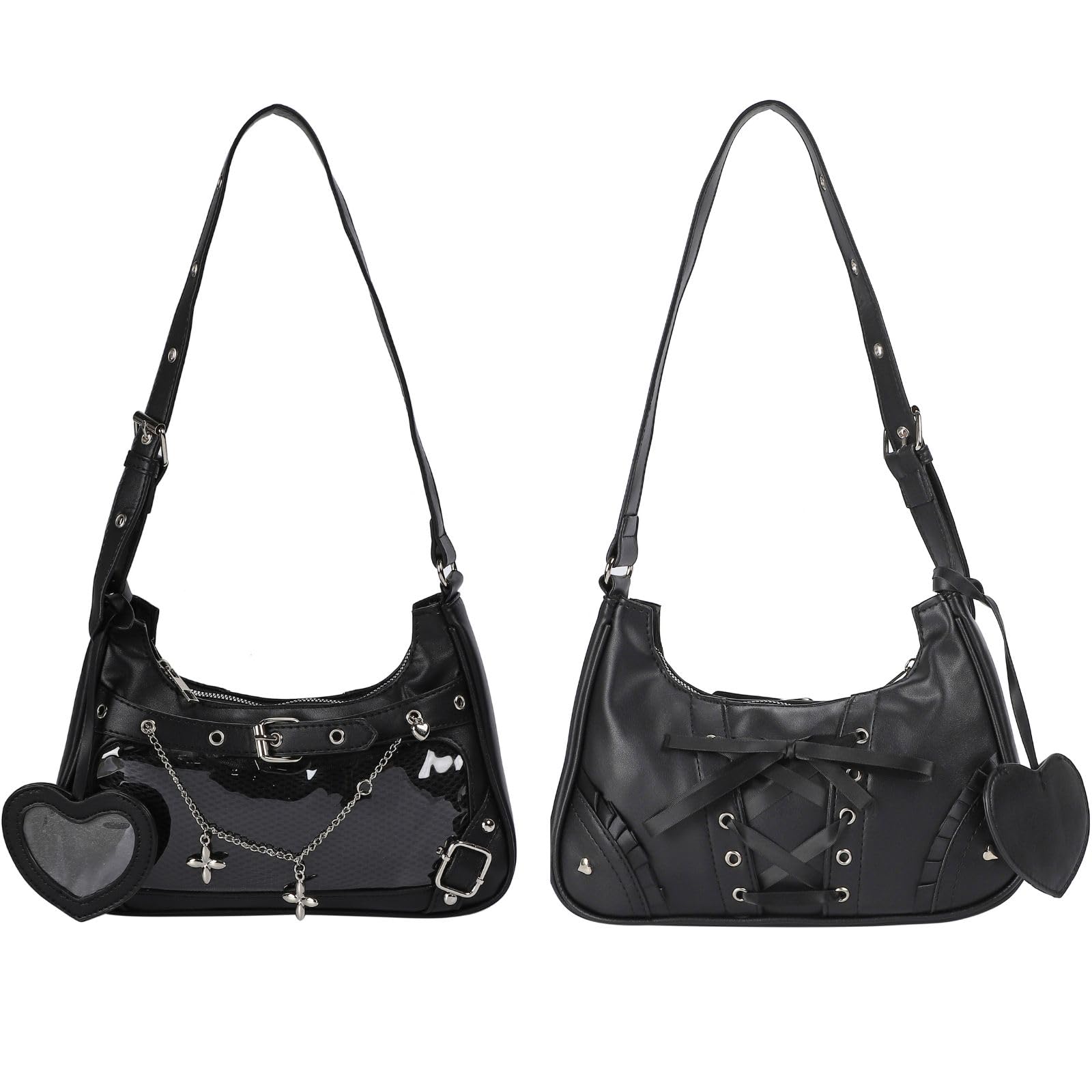 

Harujio Ita Shoulder Hidden Shoulder Mini Ita Otaku Ita Popular Bag, Small, Bag, Bag, Handbag, Bag, Clear, Activity, Y2K, Bag, Black, Silver, Cute, чорний