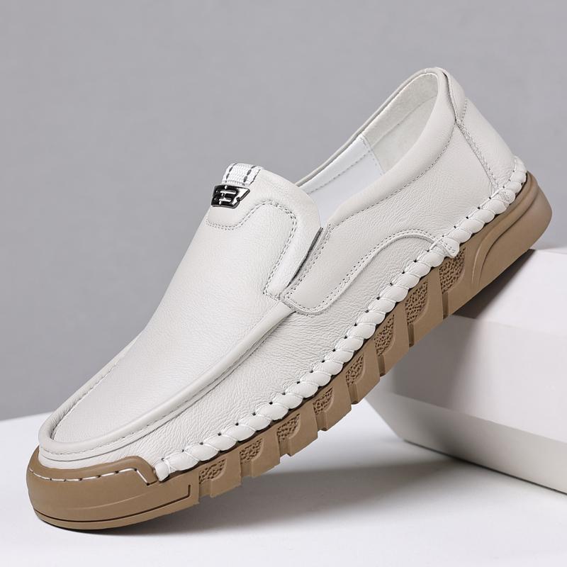 Fashion Leisure Walk Loafers Retro Style Men's Casual Shoes Comfortable Soft-Soled Slip-On Flats Versatile Business Formal Leather Shoes