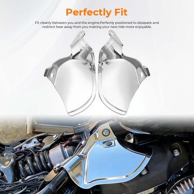 Motorcycle Accessory 1 Pair Heat Deflector Shields ABS Plastic Chrome Fit For Harley Softail Heritage Classic FLHC 2018-2026