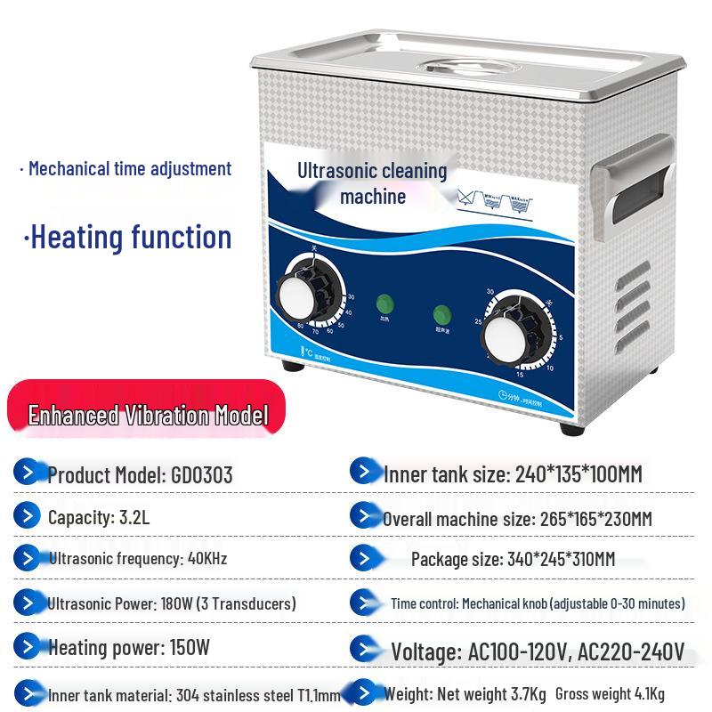 Ultrasonic Cleaner for Stainless Steel Parts, Circuit Boards, Dental Wax & Oil Removal, Customizable for Laboratory Use