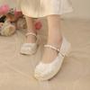 New girls Hanfu shoes comfortable buckle thick-soled medium-soled older children's shoes girls student shoes four seasons wear flower princess shoes