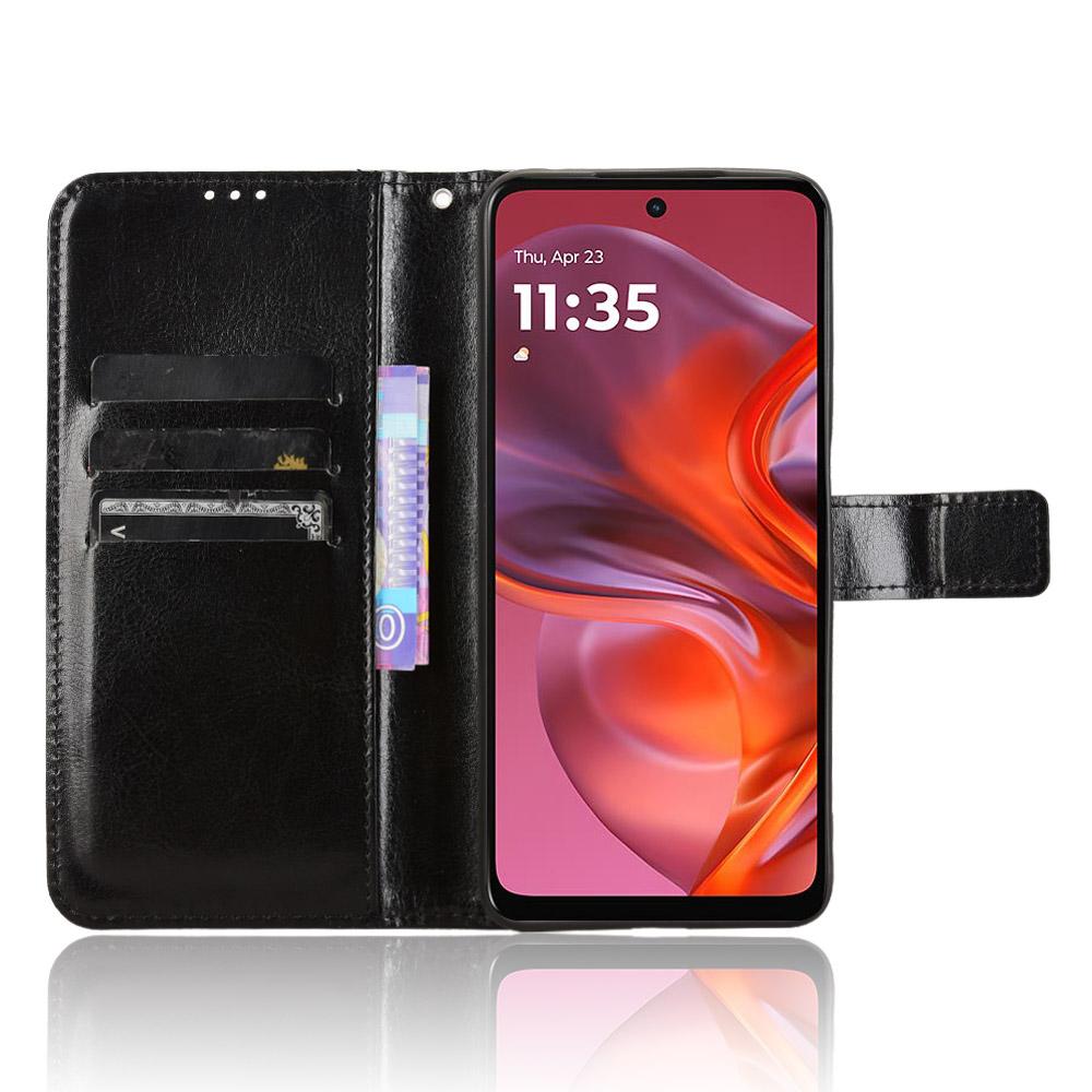 

For Motorola Moto G05 4G/E15 4G Case Crazy Horse Texture PU Leather Phone Wallet Cover Red