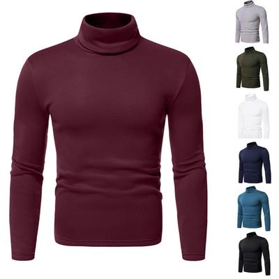 Herren-Bluse mit Rollkragen, langen Ärmeln, einfarbig, Stretch, Slim-Fit-Bluse