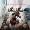3pcs Floral Horse Printed Duvet Cover Set (1 Duvet Cover + 2 Pillowcases, No Core) - Soft, Comfortable, And Breathable Bedroom