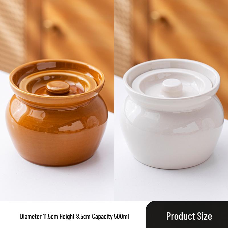 Ceramic Double Boiler Stew and Egg Custard Pot with Lid