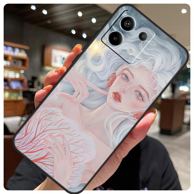 Cute And Beauty Girl Color Painting Case For Xiaomi Redmi Note 13 12 9 10 11 14 15 Pro Plus Cover For Redmi 14C 10C 12C 13C 15 C