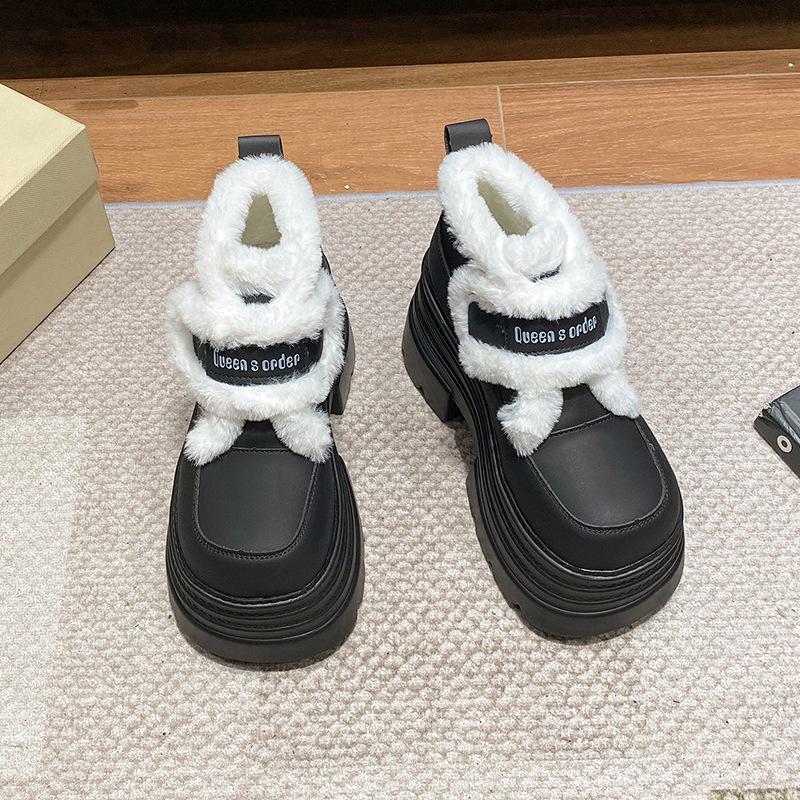 Women's Thick-soled Fashion a Footstool Winter Lightweight Warm Anti Cold Snow Boots Non-slip Casual Sneakers Cotton Boots Wool Shoes